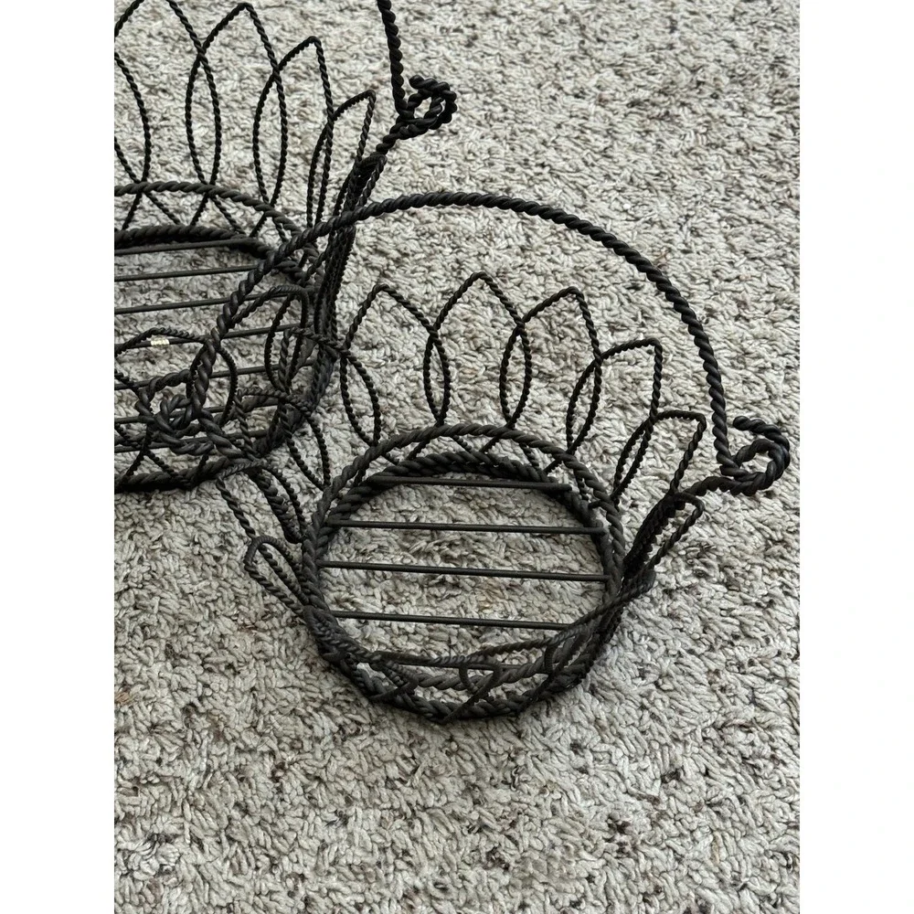 Black‎ Metal Baskets With Handles Set Of 2